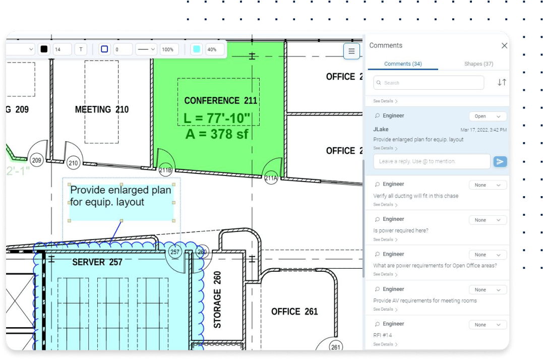 Design Review and QA/QC real-time collaboration in Bluebeam Cloud software