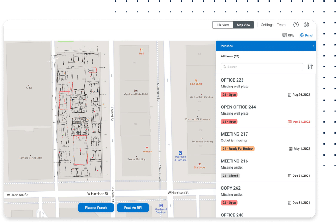 create defect lists from PDF drawings in Bluebeam Cloud construction software for defect inspections