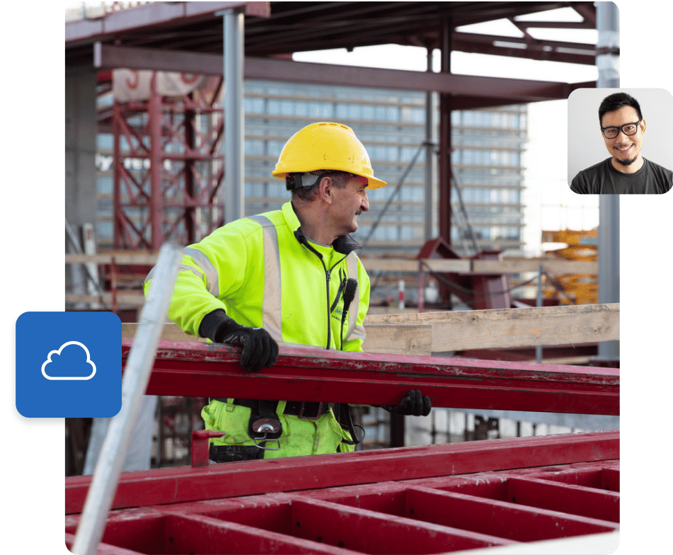 general contractor on construction site lifting beam