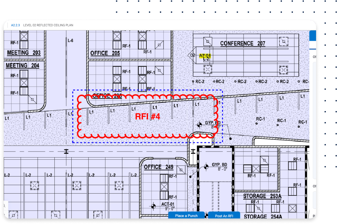 Veröffentlichung von RFIs in Plänen in Bluebeam Cloud, Software für RFIs und Unterlagen