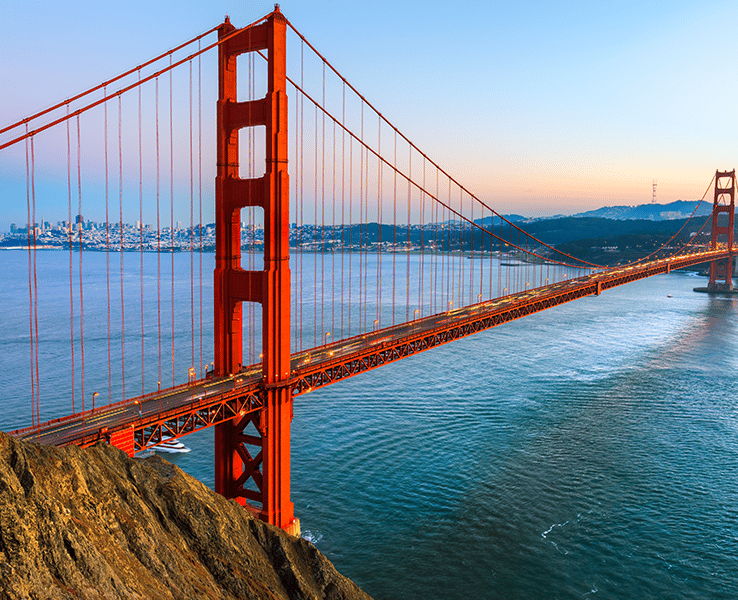 Udsigt over Golden Gate Bridge og Bay Area