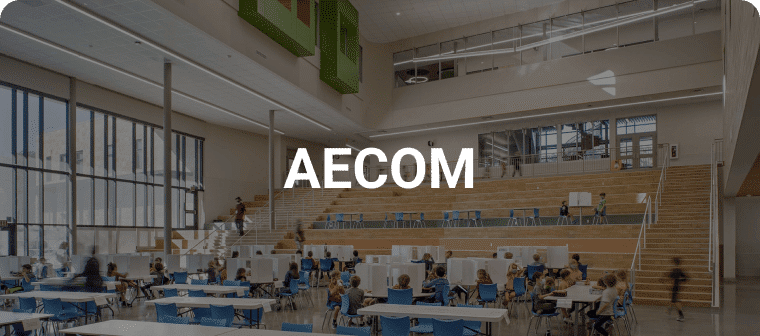 Bluebeam customer AECOM text on image of school