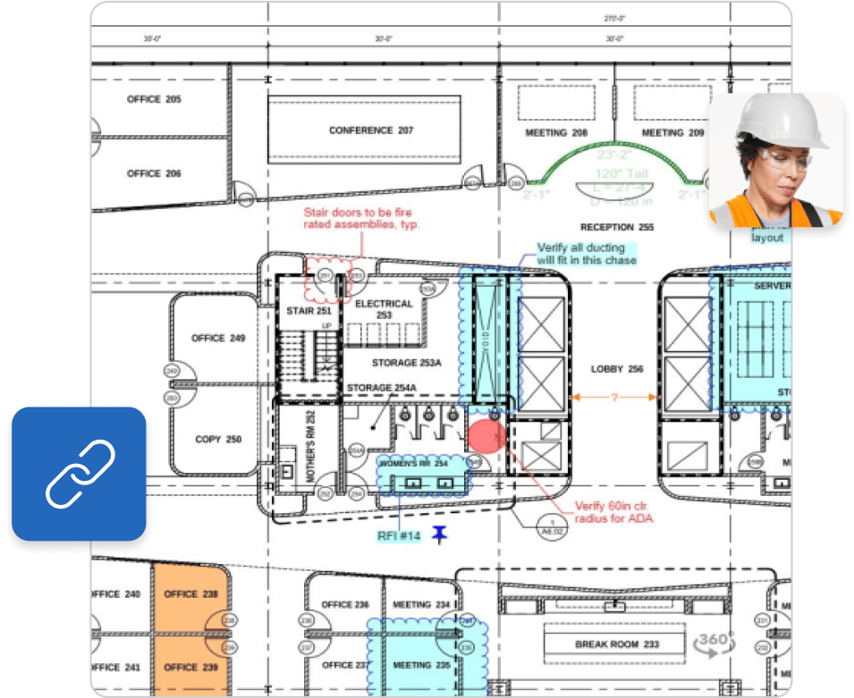 Interfaz del software de construcción Bluebeam para el sector público