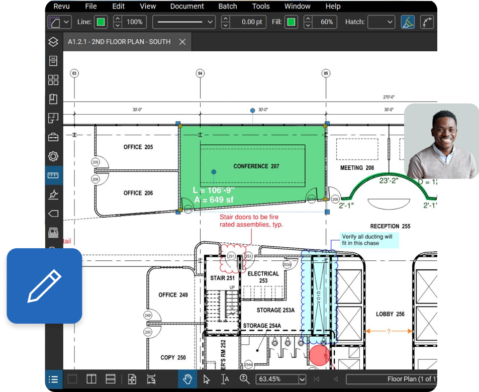 interface du logiciel de sous-traitance Bluebeam Revu pour les entreprises spécialisées