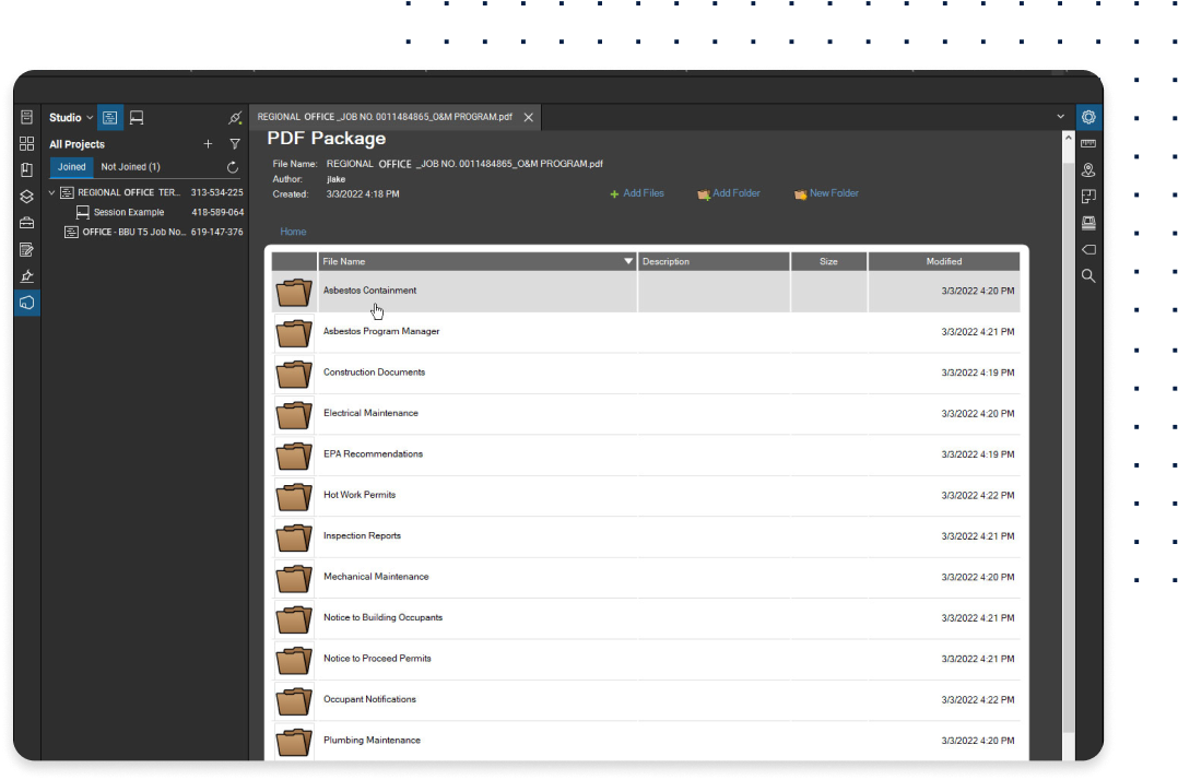 Pacchetto PDF Manuali d'uso e per la manutenzione in Passaggio di consegne del progetto Bluebeam Revu e nel software Passaggio di consegne del progetto