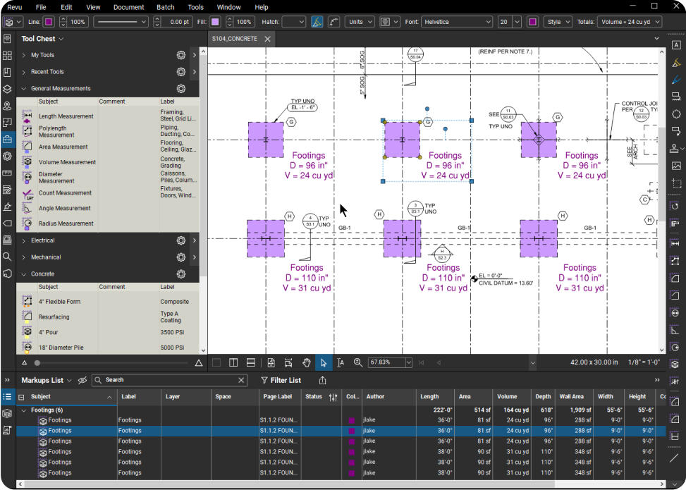 Bluebeam Revu 建設ソフトウェアでのテイクオフ工程と見積もりワークフロー