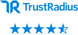 Logotyp för TrustRadius och betyg för Bluebeams programvara