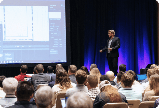 Man presenting a PowerPoint