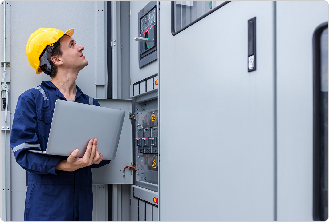 Electrical professional working on-site
