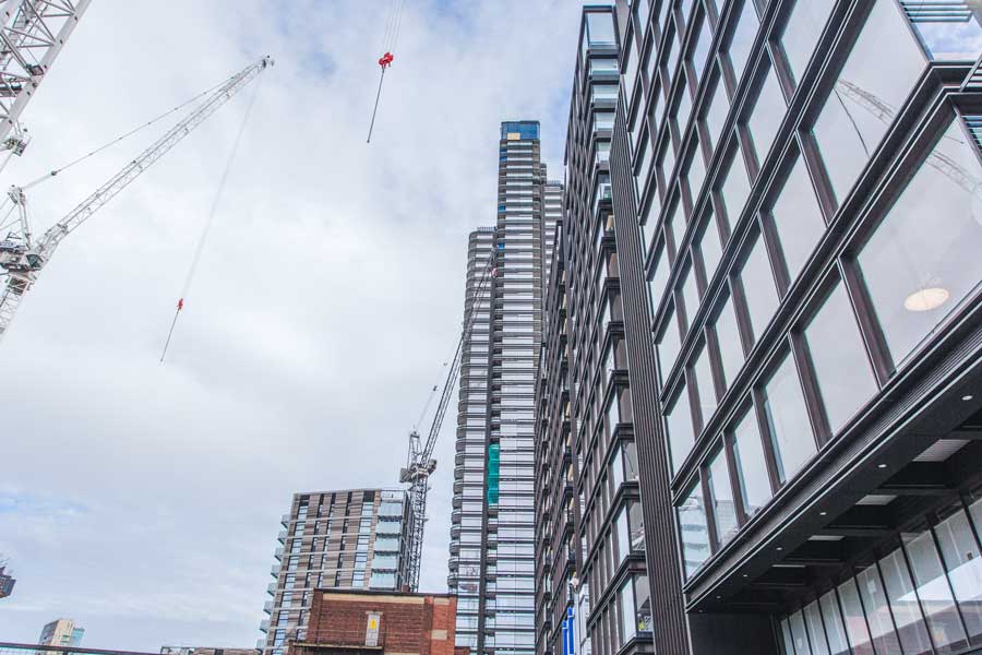 skyscrapers and cranes