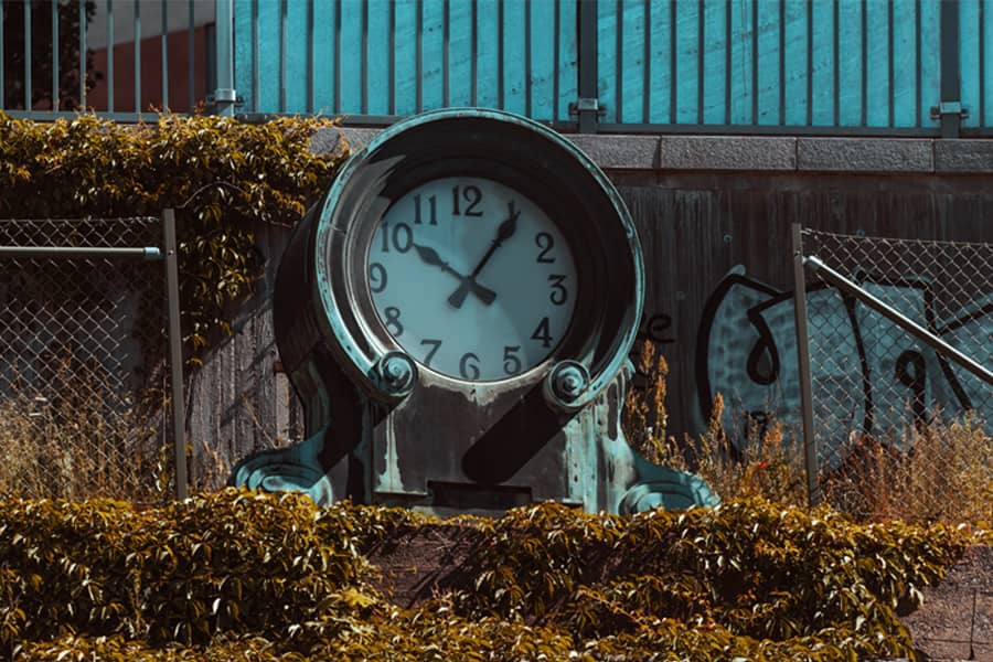 clock in industrial area