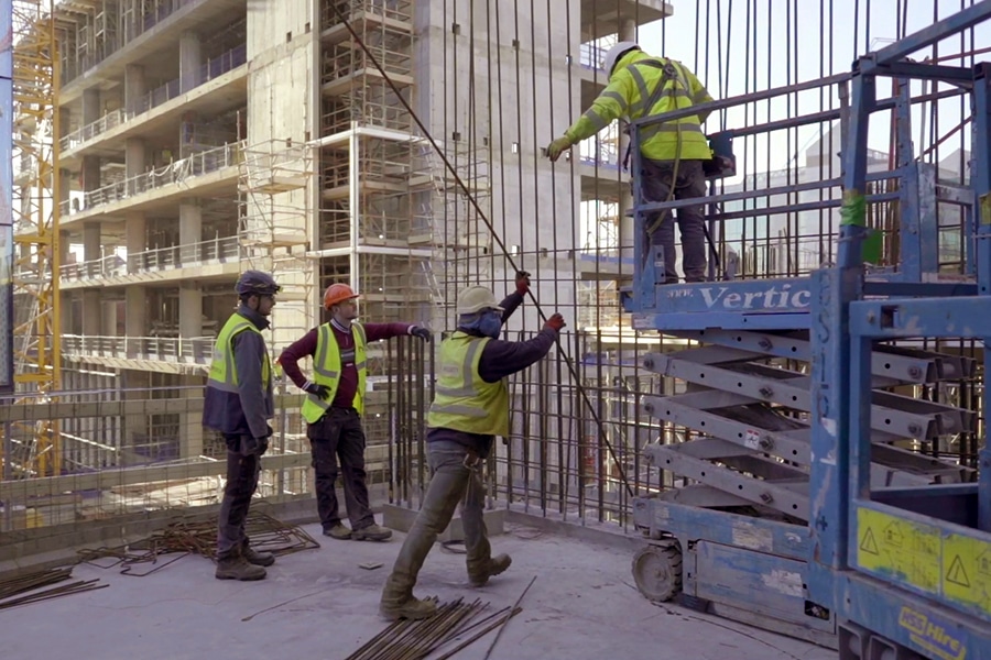 people working on construction site