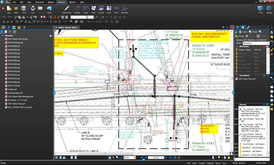 digital construction drawing with markups