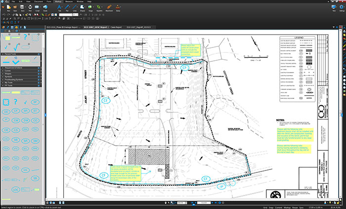 construction blueprint in PDF markup software