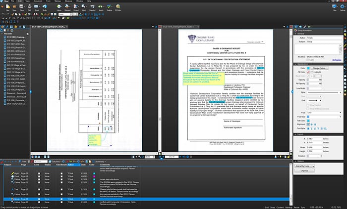 construction documents in PDF markup software