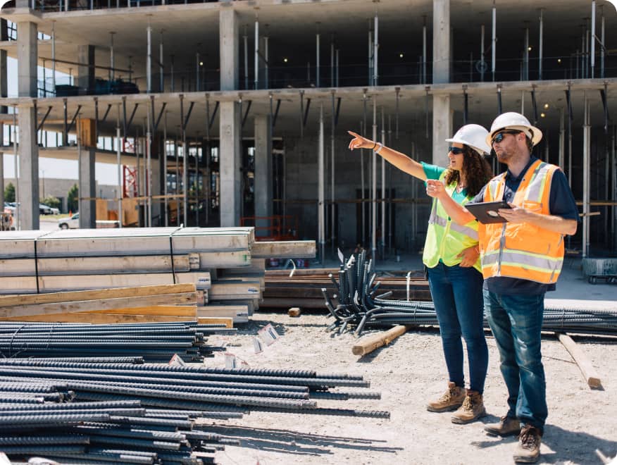 Construction workers on job site