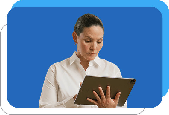 Woman holding a tablet device