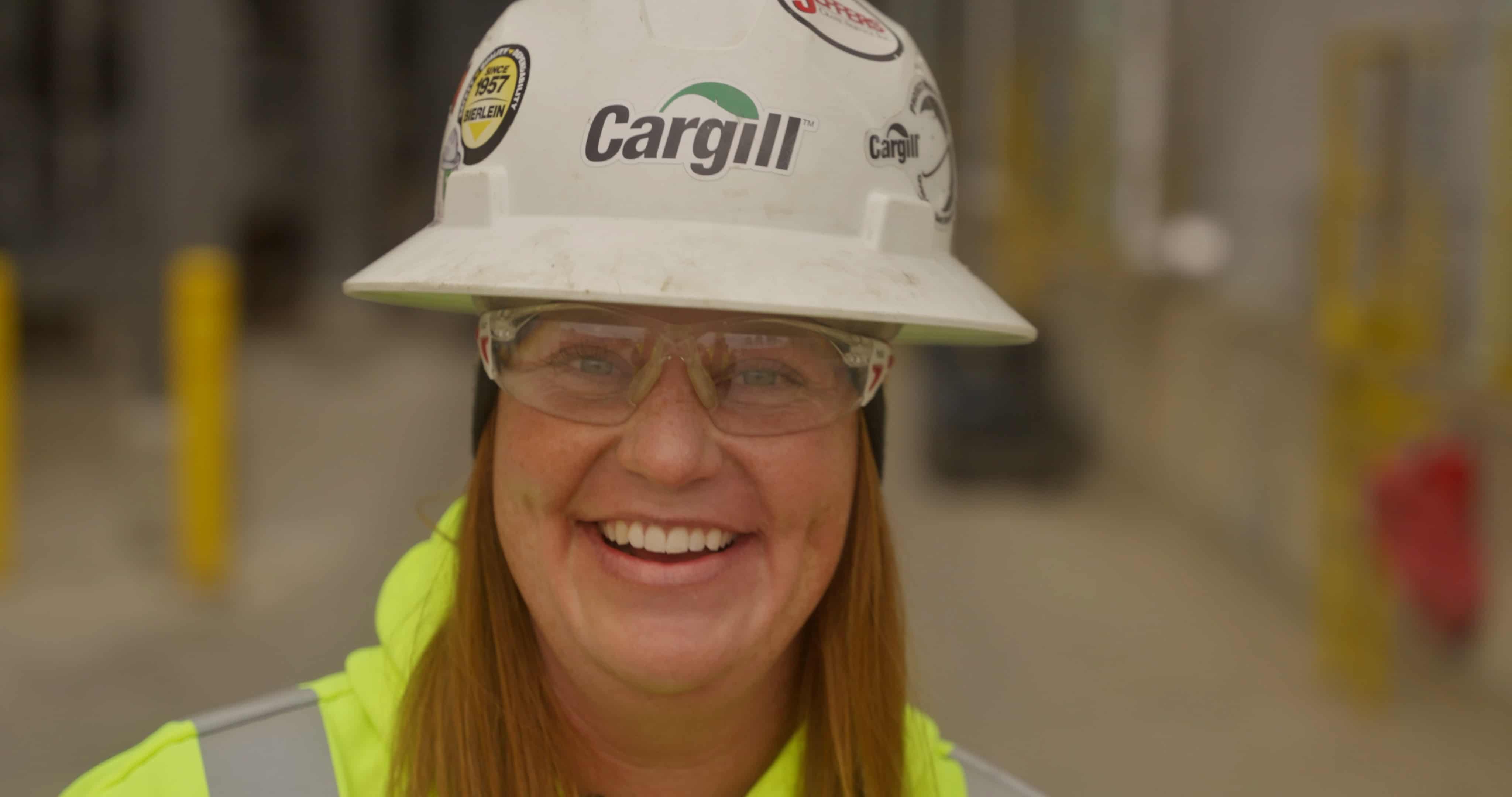 Mara Horn wearing construction safety equipment