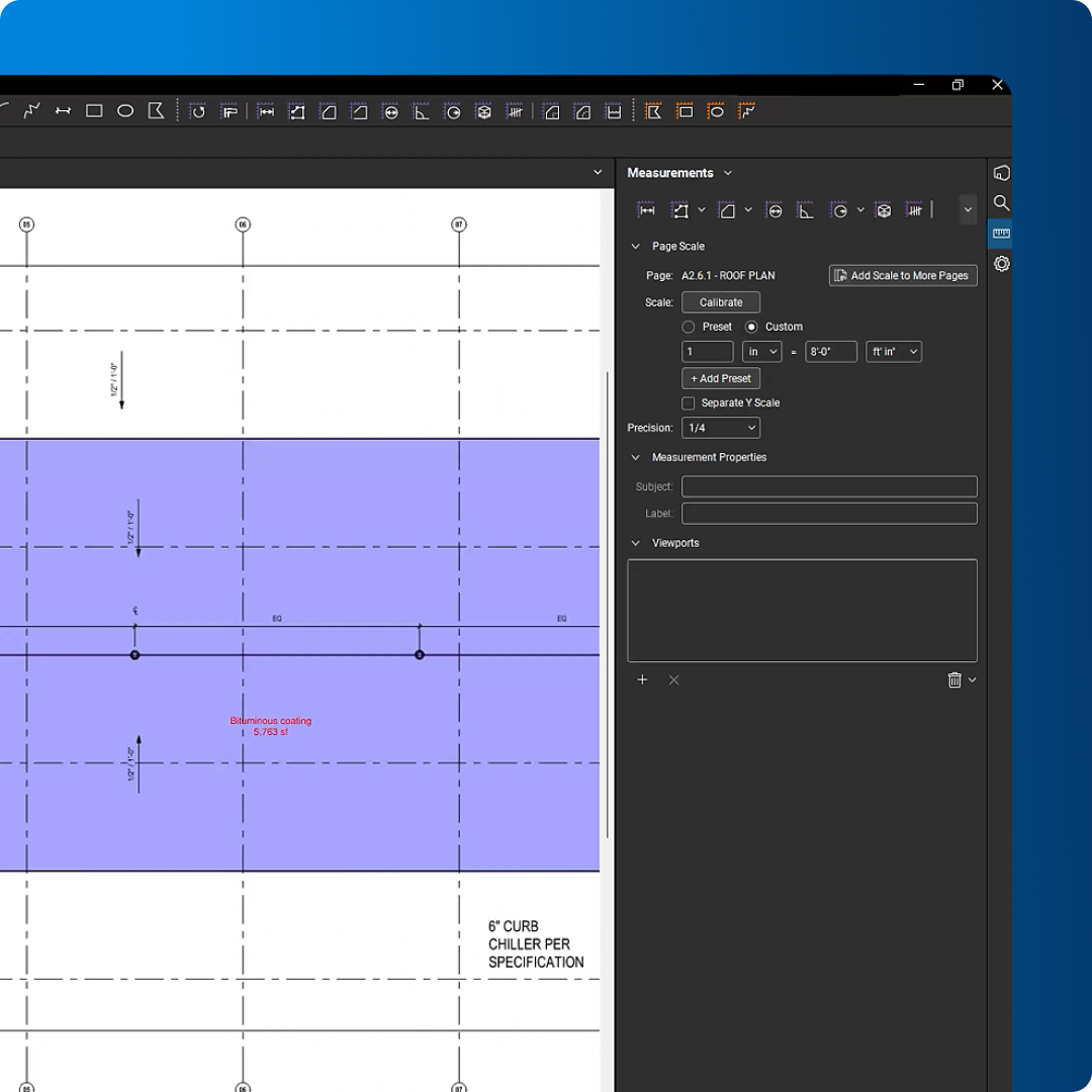 Area measurement in Bluebeam Revu