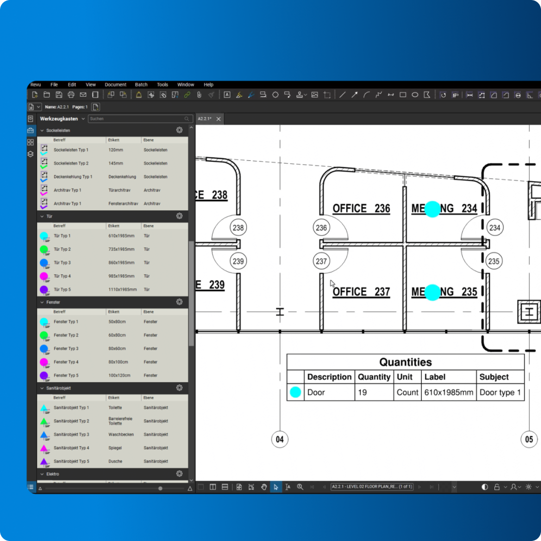 Quantity link in Bluebeam Revu