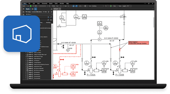MEP piping drawing collaborative markup on laptop