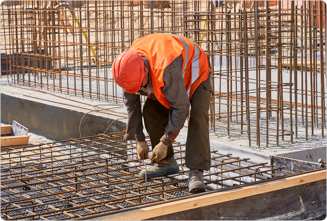 Professional working on concrete