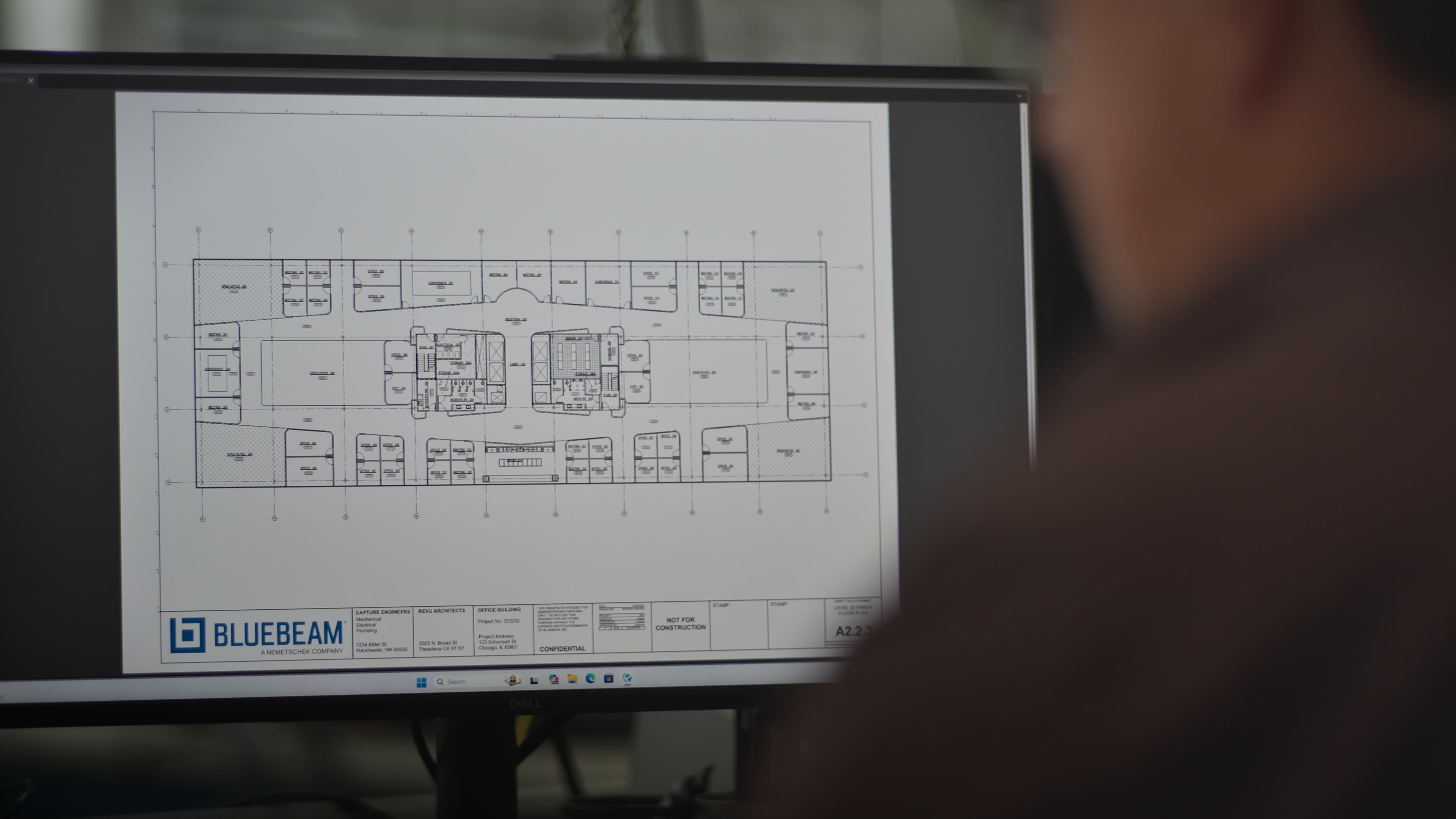 Building inspector reviews a plan set in Bluebeam